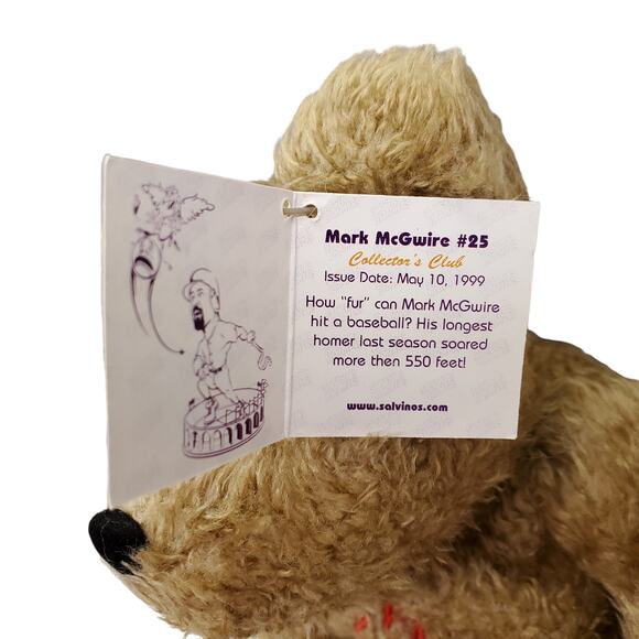Vintage Mark McGwire Bear Salvinos Bammers Collectors Club Bear Baseball Bear - Picture 3 of 9